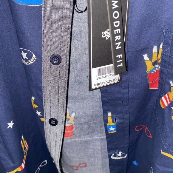 NEW WITH TAG EIGHTY EIGHT MEN’S BUTTON DOWN SHIRT SIZE M, - Picture 4 of 7